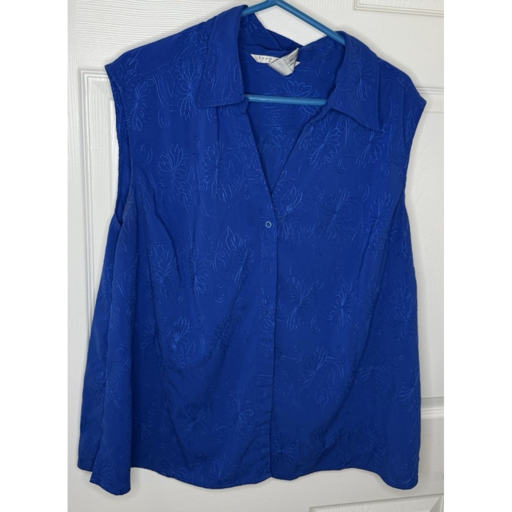 Quality Made COMO by FRED DAVID‎ WOMEN'S SZ 26-28W EMBROIDERED STRETCH SHIRT